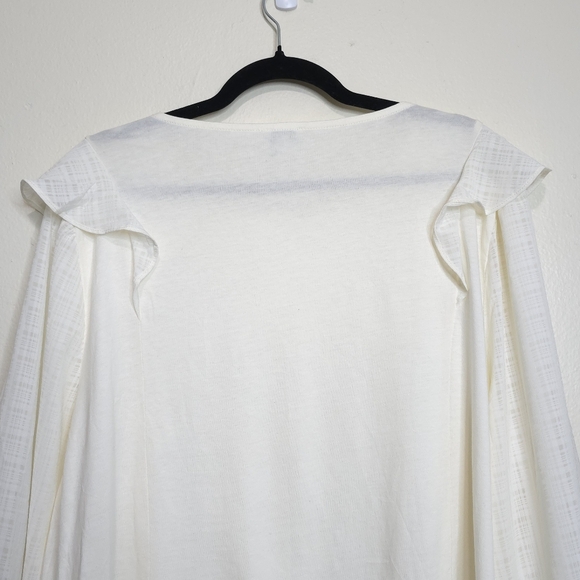 NWT J.Crew Ruffle-Shoulder Top NWT 2X Ivory Plaid Jacquard Bubble Sleeves - Picture 6 of 10